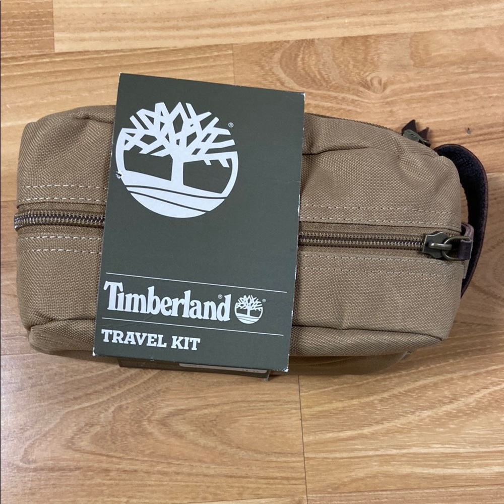 Timberland Tan top zip canvas Travel Kit for Men